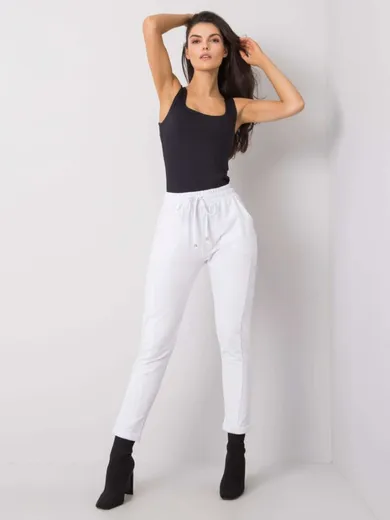 Spodnie dresowe damskie, białe, Basic Feel Good