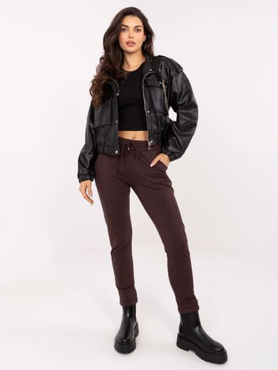 Spodnie dresowe damskie, brązowe, Basic Feel Good