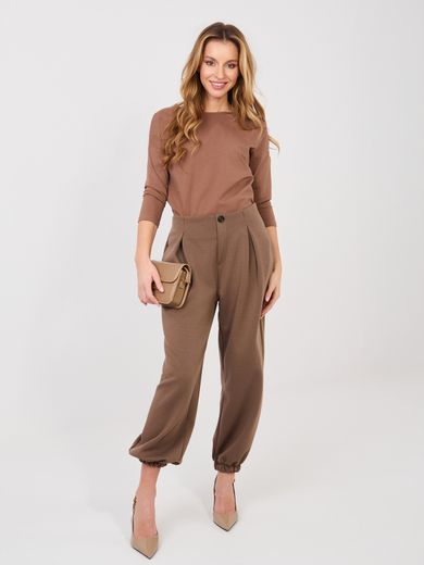 Spodnie dresowe damskie, brązowe, Italy Moda