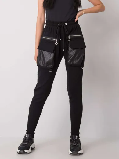 Spodnie dresowe damskie, czarne, Ex Moda