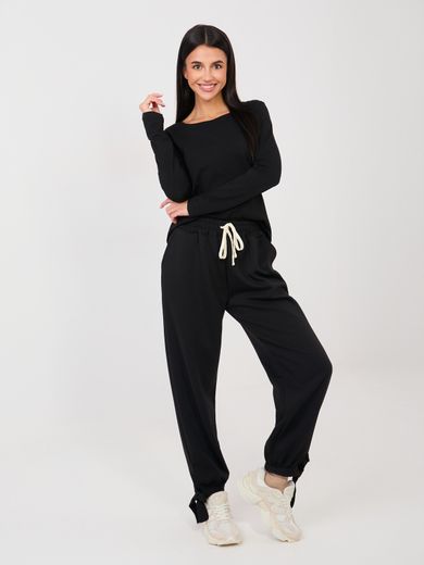 Spodnie dresowe damskie, czarne, Italy Moda