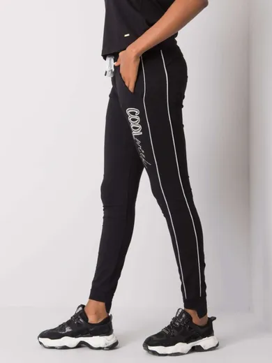 Spodnie dresowe damskie, czarne, Relevance