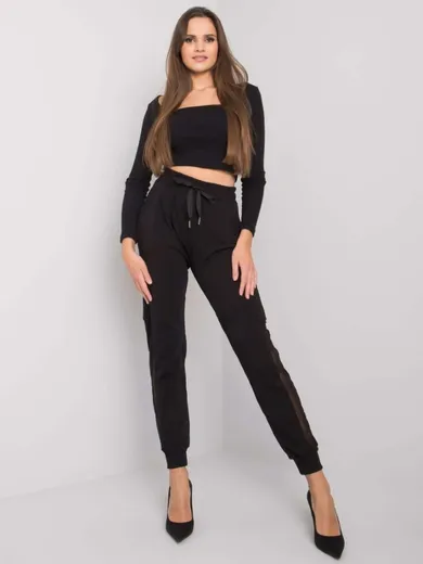 Spodnie dresowe damskie, czarne, Relevance