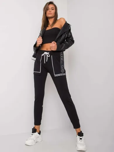 Spodnie dresowe damskie, czarne, Relevance