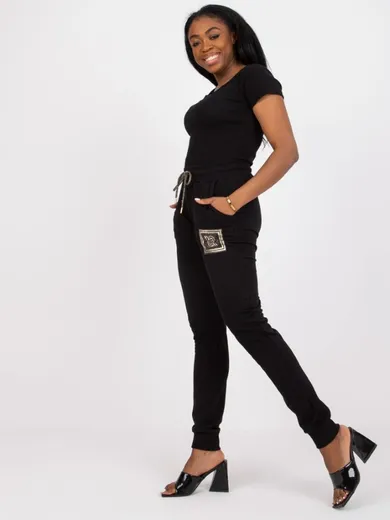 Spodnie dresowe damskie, czarne, Relevance