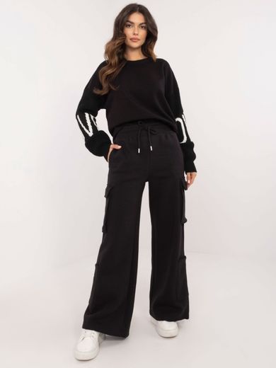 Spodnie dresowe damskie, czarne, Sublevel