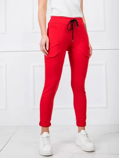 Spodnie dresowe damskie, czerwone, Basic Feel Good
