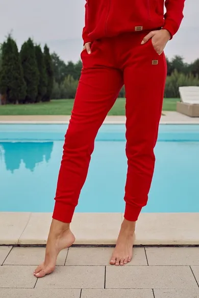 Spodnie dresowe damskie, czerwone, Todra, Italian Fashion