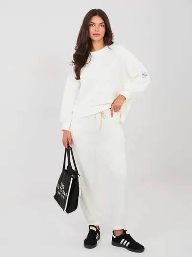 Spodnie dresowe damskie, ecru, Italy Moda
