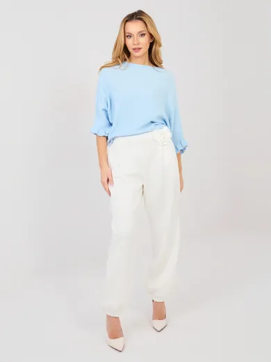 Spodnie dresowe damskie, ecru, Italy Moda