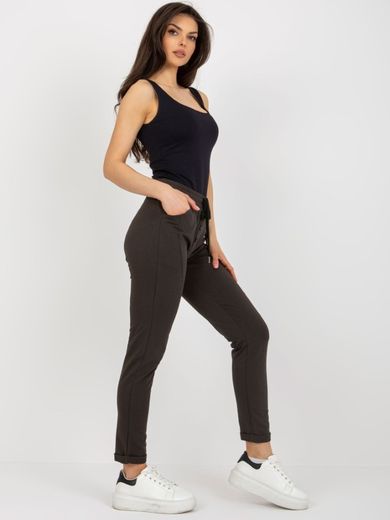 Spodnie dresowe damskie, khaki, Relevance