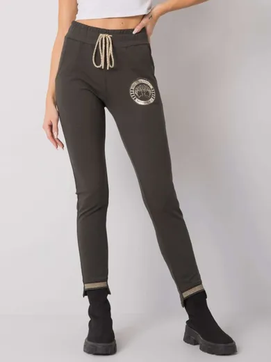 Spodnie dresowe damskie, khaki, Relevance