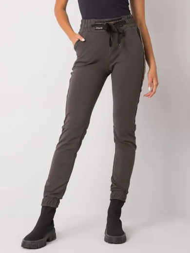 Spodnie dresowe damskie, khaki, Relevance