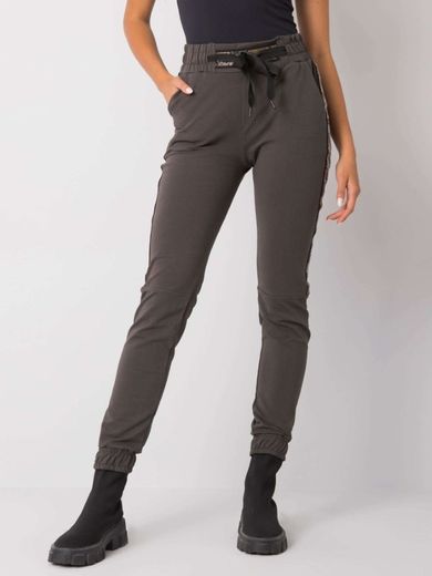 Spodnie dresowe damskie, khaki, Relevance