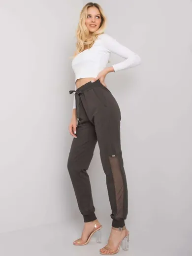 Spodnie dresowe damskie, khaki, Relevance