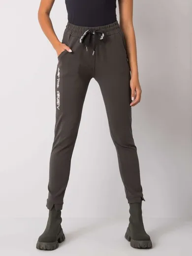 Spodnie dresowe damskie, khaki, Relevance