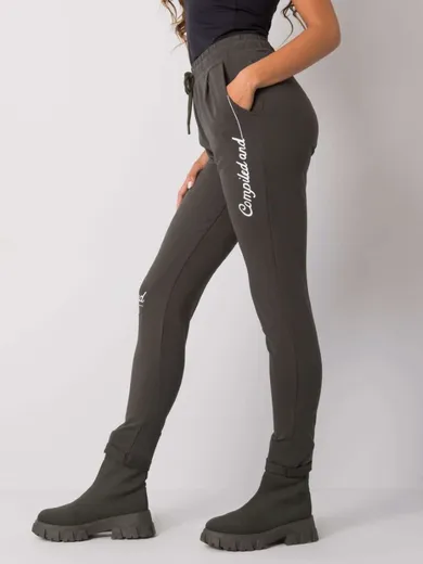 Spodnie dresowe damskie, khaki, Relevance