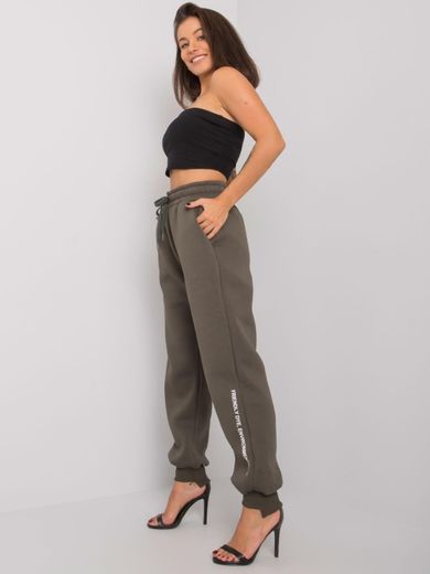 Spodnie dresowe damskie, khaki, Relevance