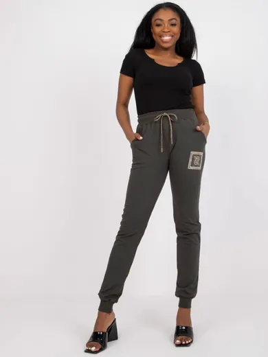 Spodnie dresowe damskie, khaki, Relevance