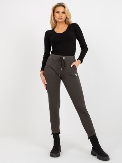 Spodnie dresowe damskie, khaki, Relevance