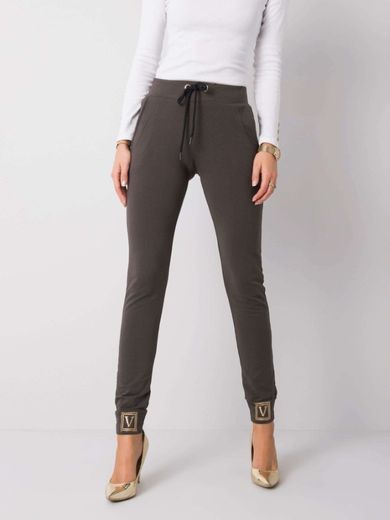 Spodnie dresowe damskie, khaki, Relevance