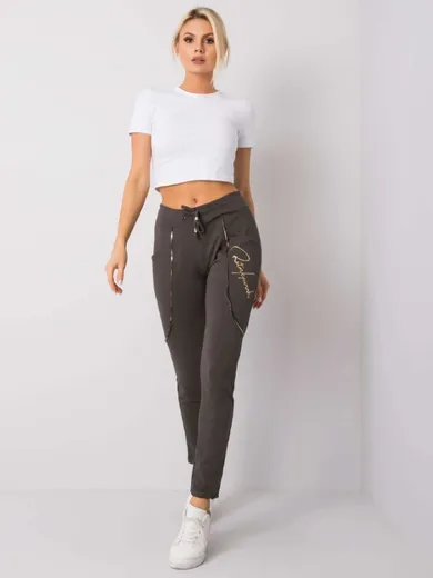 Spodnie dresowe damskie, khaki, Relevance
