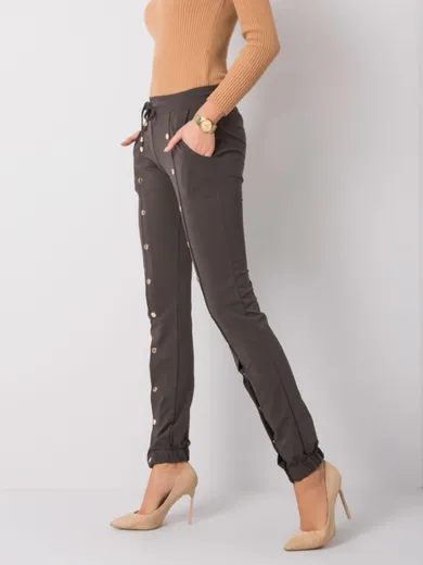 Spodnie dresowe damskie, khaki, Relevance