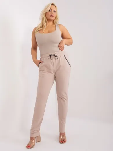 Spodnie dresowe damskie, plus size, beżowe, Relevance