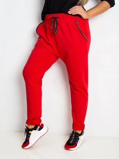 Spodnie dresowe damskie, plus size, czerwone, Relevance