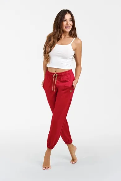 Spodnie dresowe damskie, plus size, czerwone, Viva, Italian Fashion