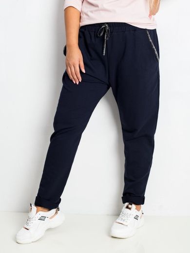 Spodnie dresowe damskie, plus size, granatowe, Relevance