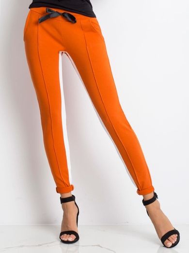 Spodnie dresowe damskie, pomarańczowe, Basic Feel Good