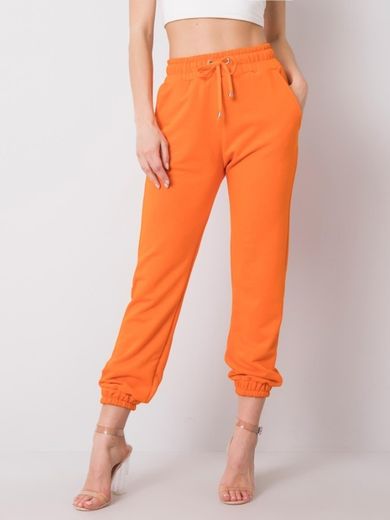 Spodnie dresowe damskie, pomarańczowe, Rue Paris