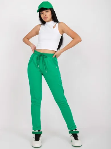 Spodnie dresowe damskie, zielone, Basic Feel Good
