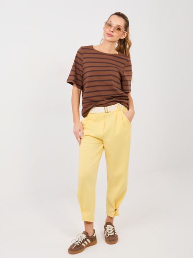 Spodnie dresowe damskie, żółte, Italy Moda