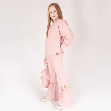 Spodnie dresowe dziewczęce, dzwony, różowe, Nicol