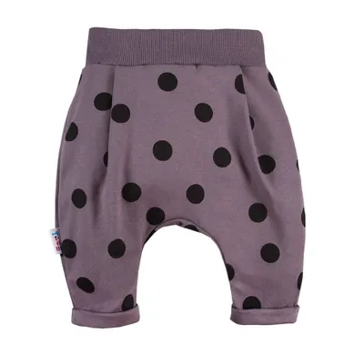 Spodnie dresowe dziewczęce, grafitowe, grochy, Eevi