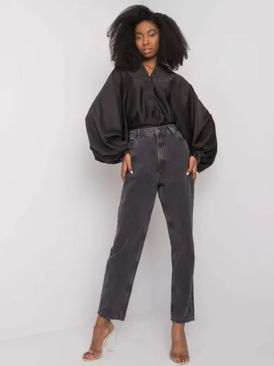 Spodnie jeansowe damskie, czarne, Rue Paris