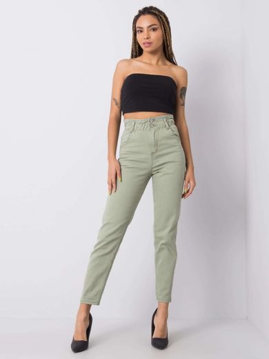 Spodnie jeansowe damskie, khaki, Rue Paris