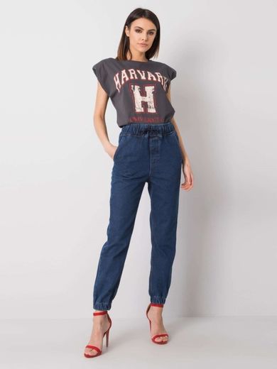 Spodnie jeansowe damskie, mom fit, denim, Rue Paris