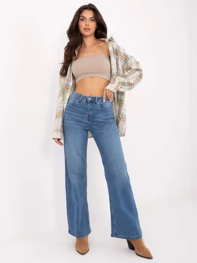 Spodnie jeansowe damskie, straight, niebieskie, Sublevel