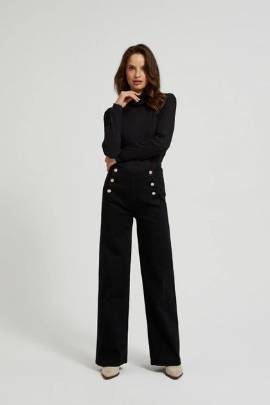 Spodnie jeansowe damskie, wide, czarne, Moodo