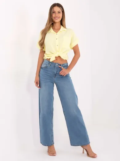 Spodnie jeansowe damskie, wide leg, niebieskie, Sublevel