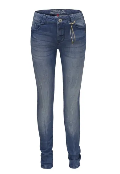 Spodnie jeansowe dziewczęce, skinny fit mid, jasnoniebieskie, Lemmi