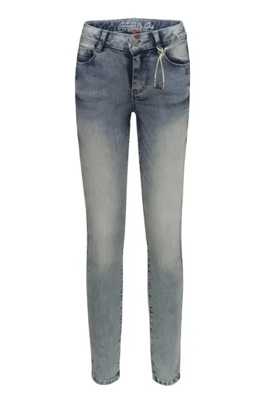 Spodnie jeansowe dziewczęce, skinny fit mid, jasnoniebieskie, Lemmi