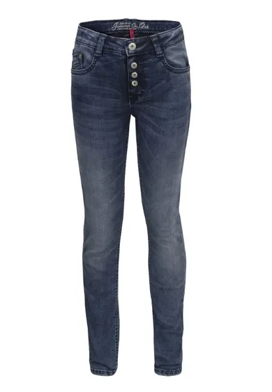 Spodnie jeansowe dziewczęce, skinny fit mid, niebieskie, Lemmi