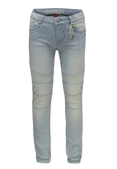 Spodnie jeansowe dziewczęce, skinny fit slim, jasnoniebieskie, Lemmi