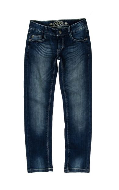 Spodnie jeansowe dziewczęce, skinny fit slim, niebieskie, Lemmi
