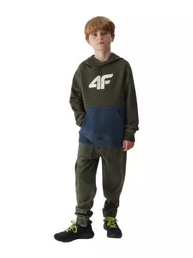 Spodnie materiałowe chłopięce, khaki, 4F