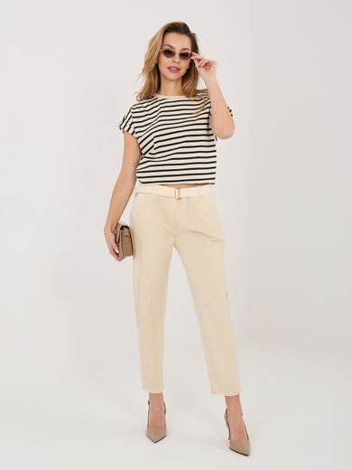 Spodnie materiałowe damskie, beżowe, Italy Moda